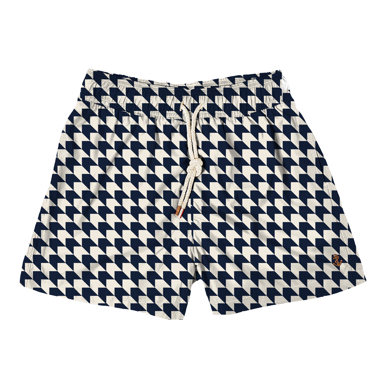 Modern Houndstooth Navy Swim Short